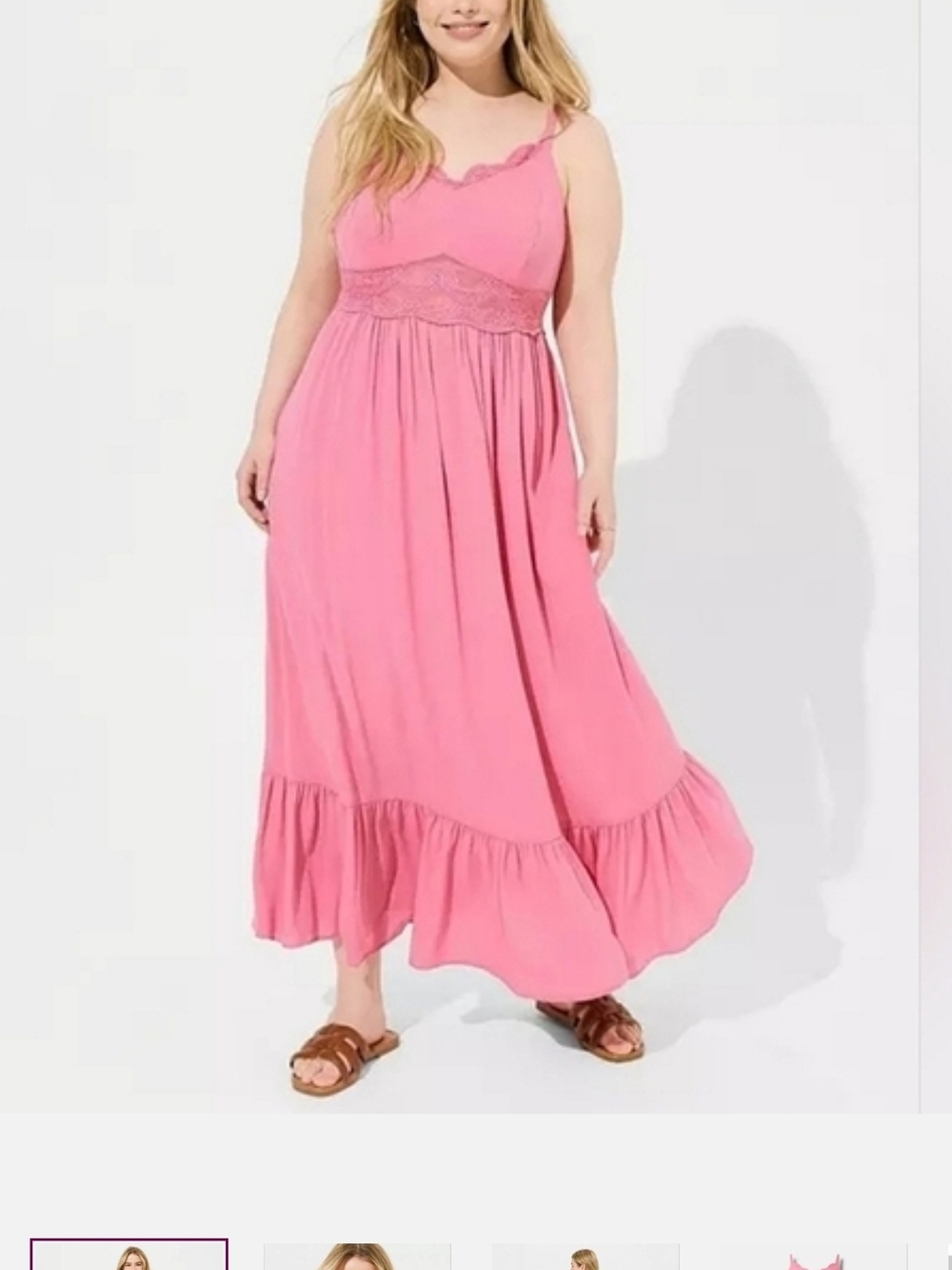 torrid Pink Lace-Waist Maxi Dress